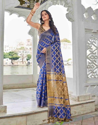 Royal Blue Coloured Banarasi Cotton Silk Saree