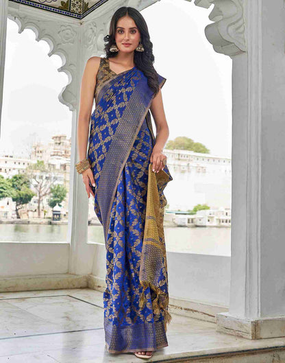 Royal Blue Coloured Banarasi Cotton Silk Saree