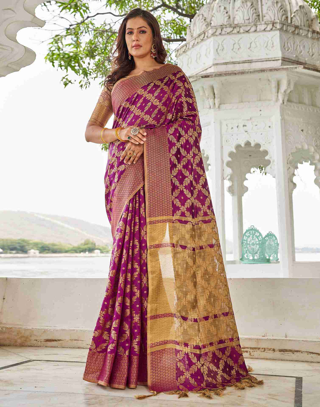 Purple Cotton Silk Saree