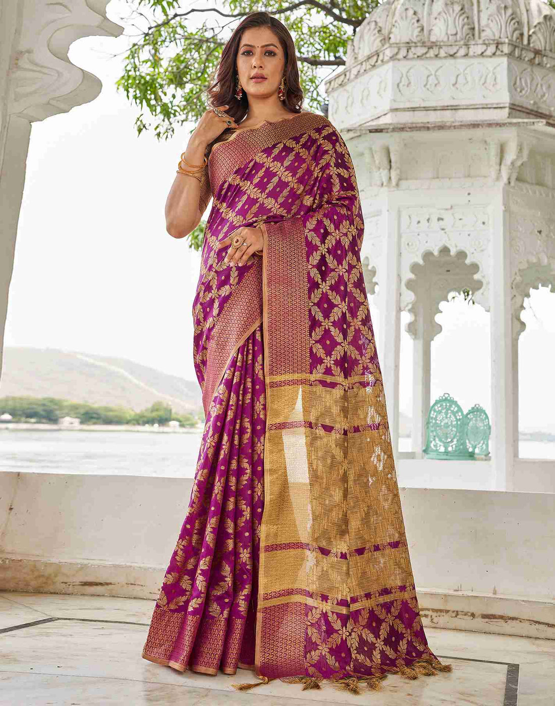 Purple Cotton Silk Saree