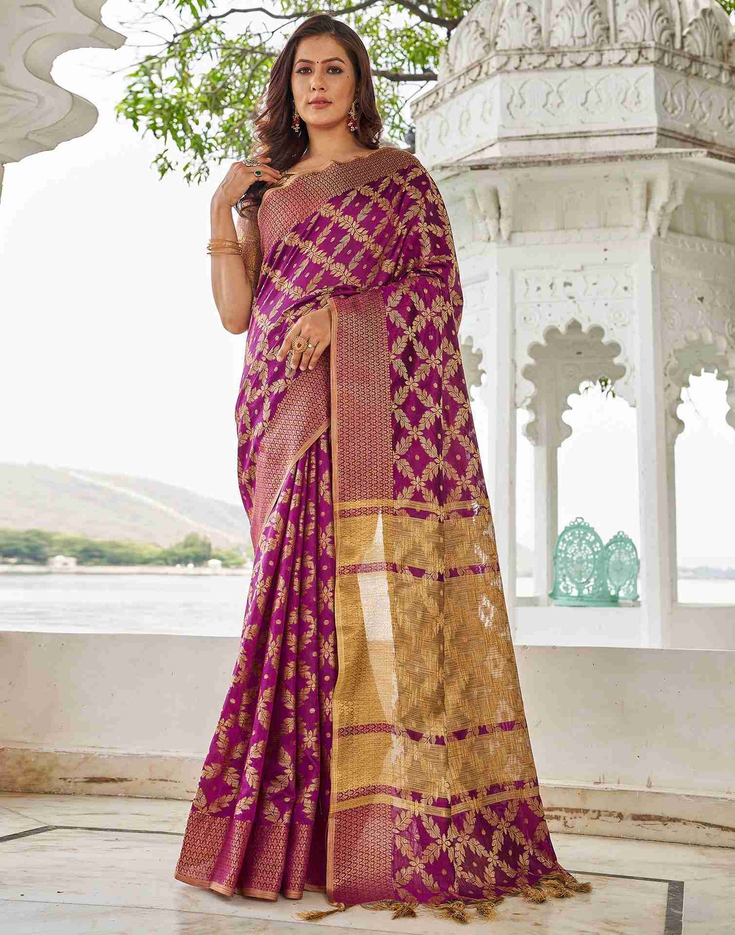 Purple Cotton Silk Saree