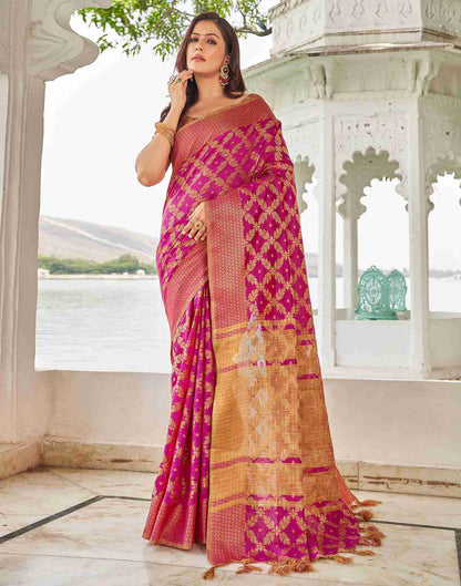 Pink Coloured Banarasi Cotton Saree