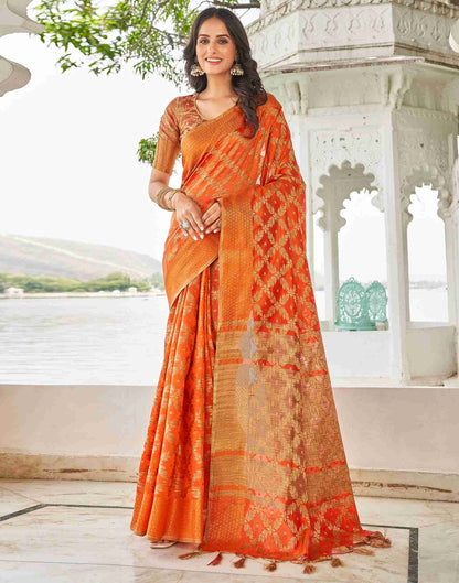 Orange Coloured Banarasi Cotton Silk Saree