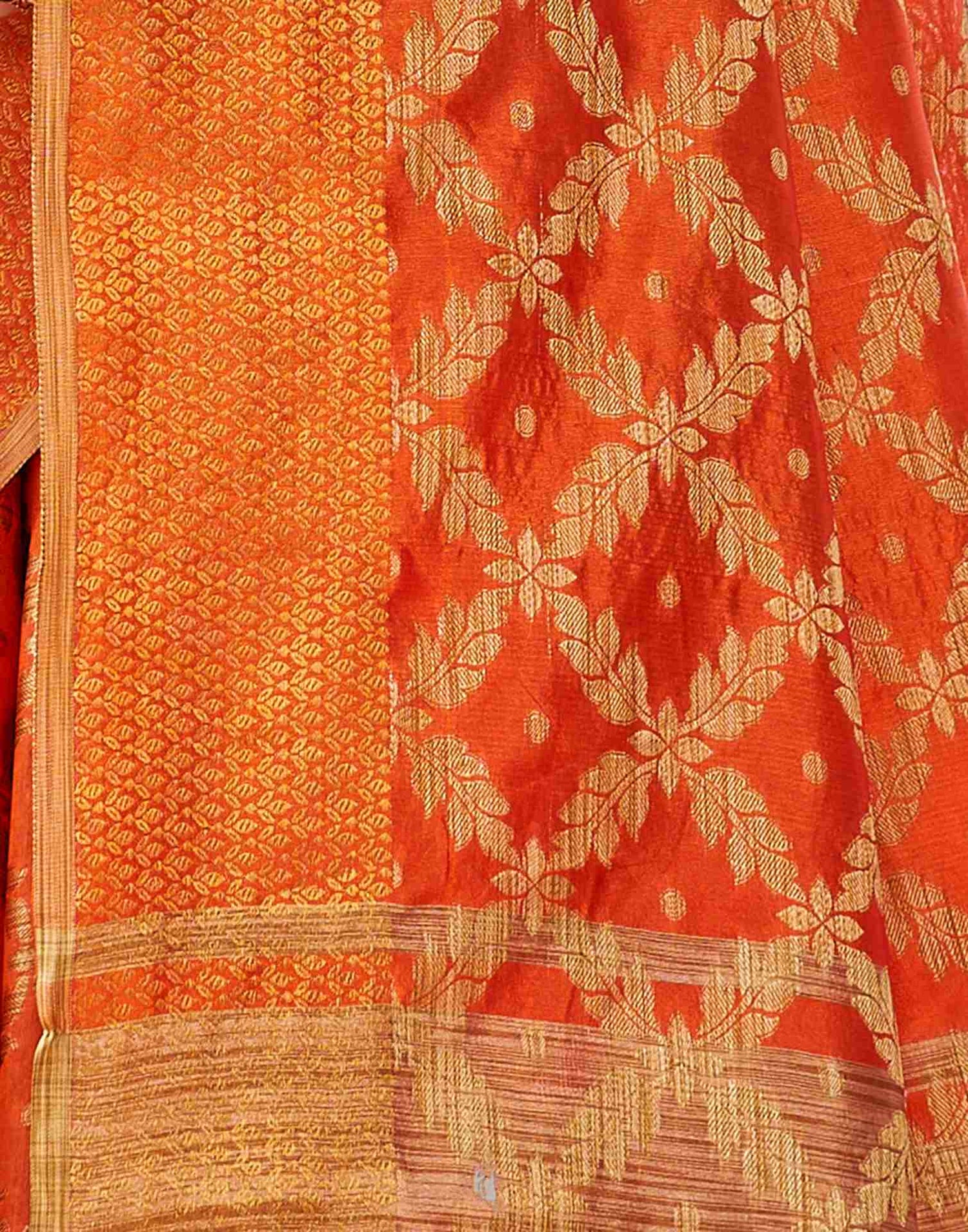 Orange Coloured Banarasi Cotton Silk Saree