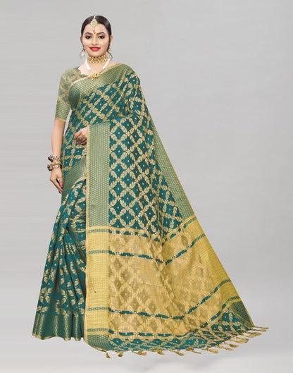 Green Coloured Banarasi Cotton Silk Saree | Sudathi