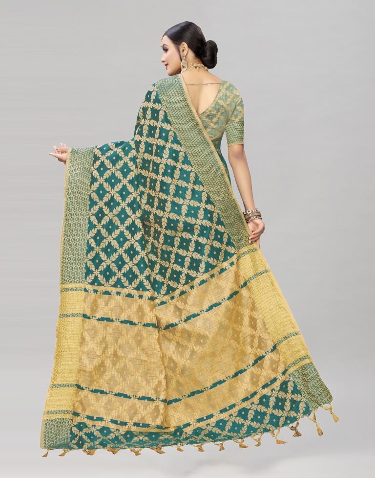 Green Coloured Banarasi Cotton Silk Saree | Sudathi