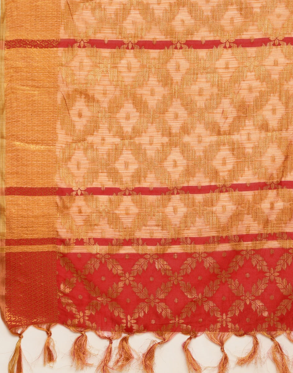 Red Coloured Banarasi Cotton Silk Saree | Sudathi