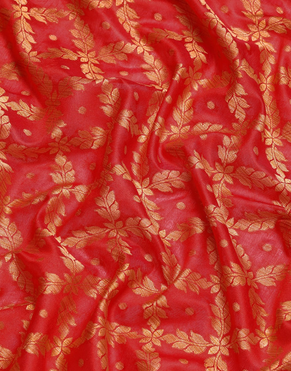 Red Coloured Banarasi Cotton Silk Saree | Sudathi