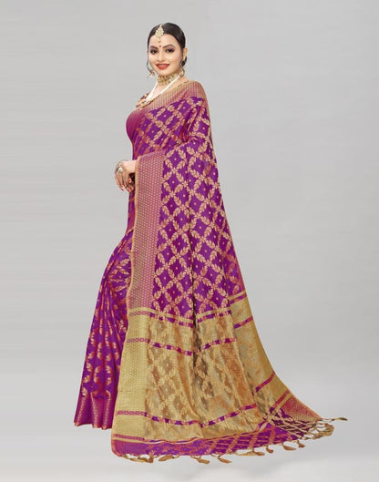 Purple Coloured Banarasi Cotton Silk Saree | Sudathi