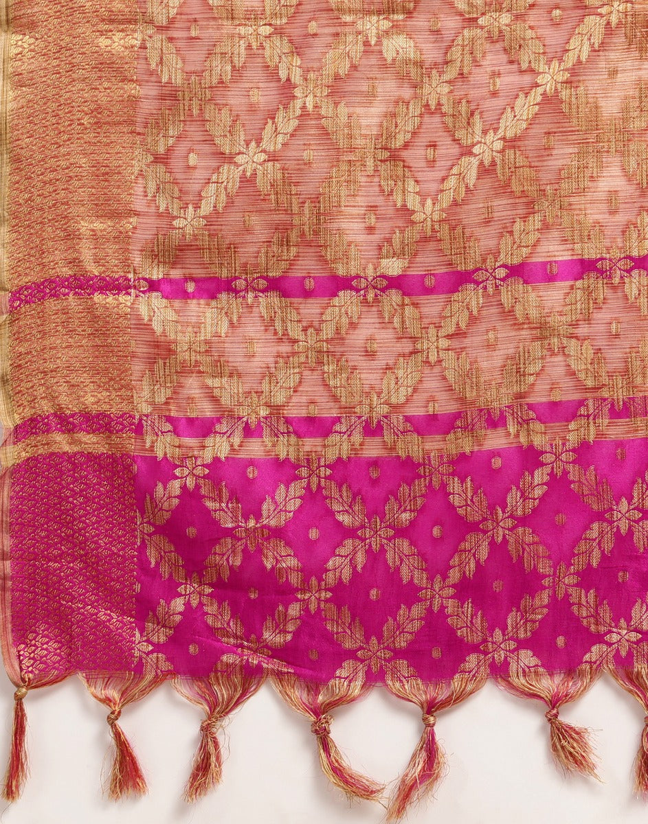 Pink Coloured Banarasi Cotton Silk Saree | Sudathi