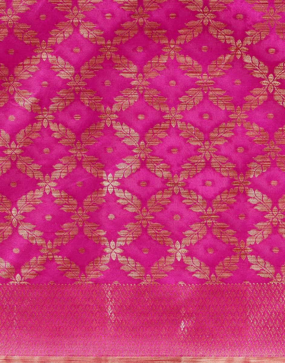 Pink Coloured Banarasi Cotton Silk Saree | Sudathi