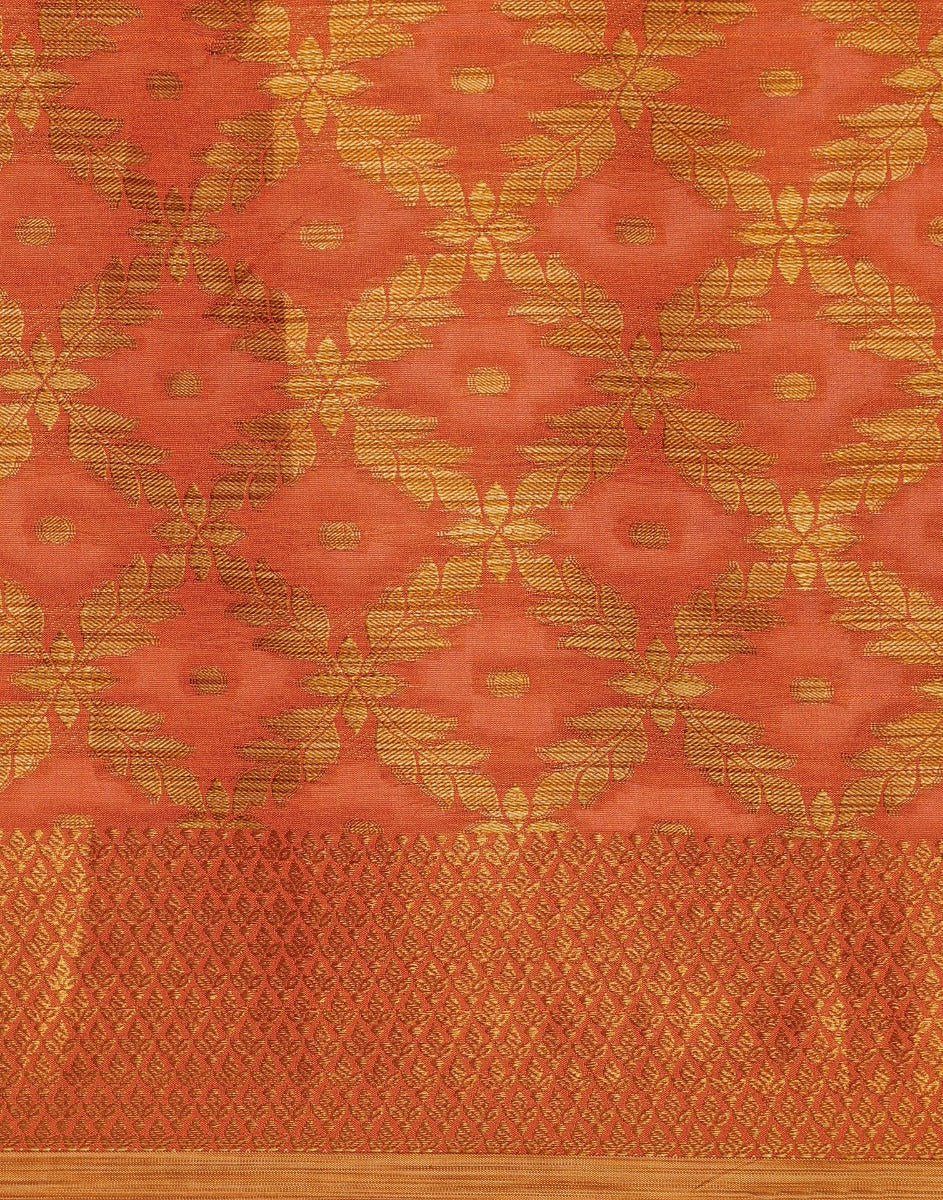 Orange Coloured Banarasi Cotton Silk Saree | Sudathi