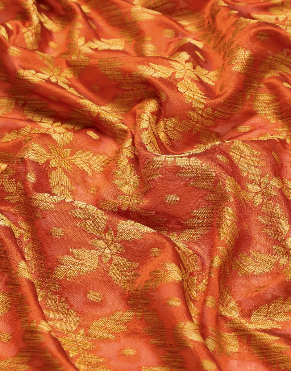 Orange Coloured Banarasi Cotton Silk Saree | Sudathi