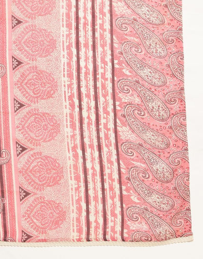 Pink Printed Cotton A-Line Kurta Set with Dupatta