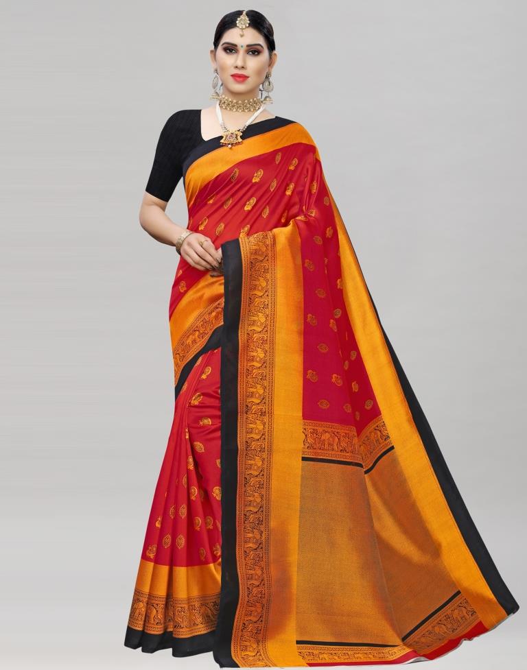 Red Coloured Art Silk Printed Casual saree | Sudathi