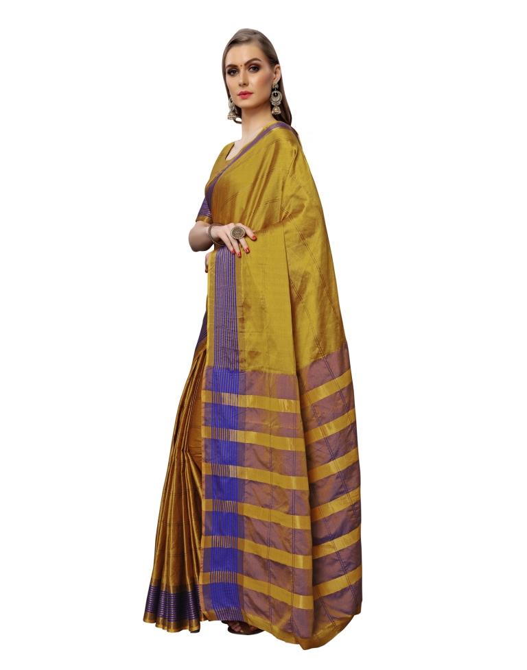 Mustard Yellow Coloured Poly Silk Woven Casual saree | Sudathi