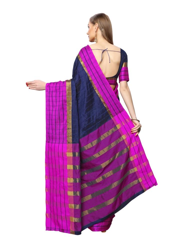 Navy Blue Coloured Poly Silk Woven Casual saree | Sudathi