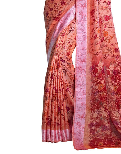 Peach Printed Cotton Saree