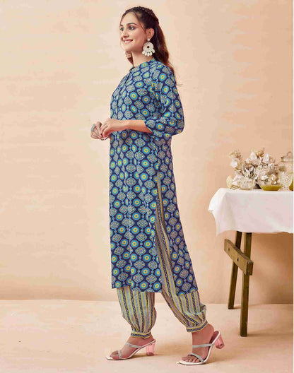 Cream Cotton Printed Straight Kurta Set