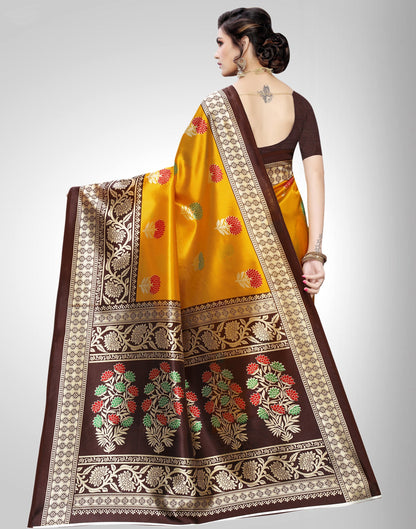 Mustard Yellow Coloured Poly Silk Printed Partywear saree | Sudathi