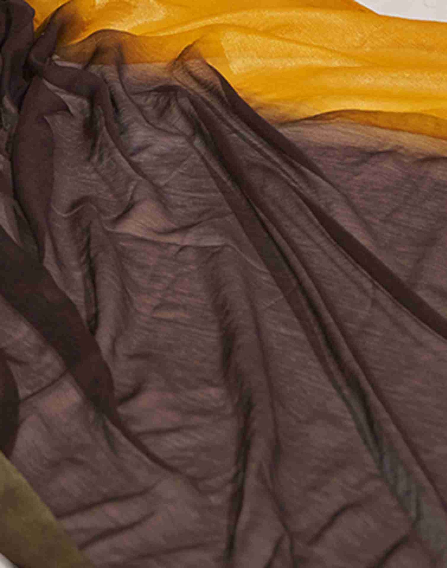 Ready To Wear Dark Brown Chiffon Plain Saree