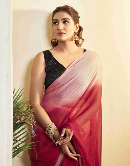 Ready To Wear Maroon Chiffon Plain Saree