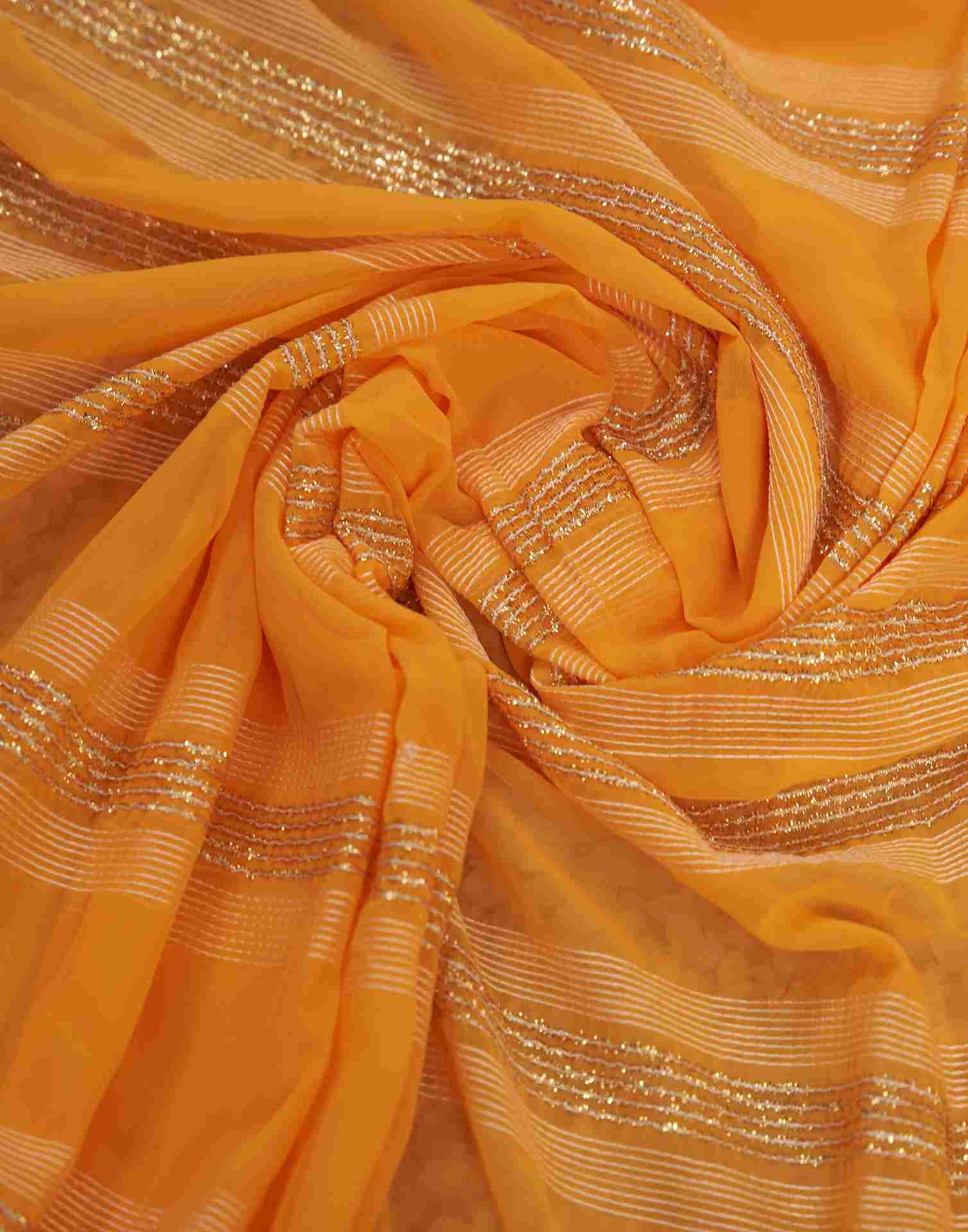 Ready To Wear Yellow Georgette Plain Printed Saree