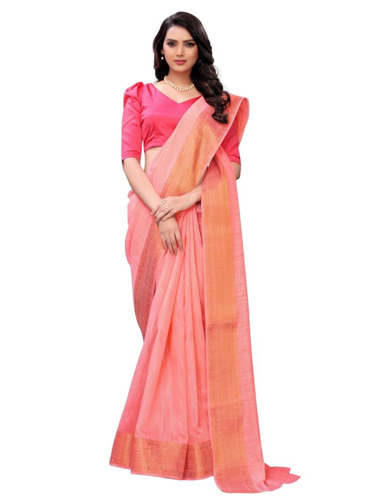 Pink Coloured Chanderi Jacquard Partywear saree | Sudathi