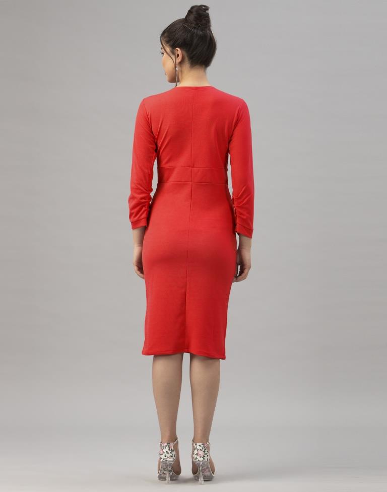 Valiant  Red Coloured Knitted Lycra Dress | Sudathi