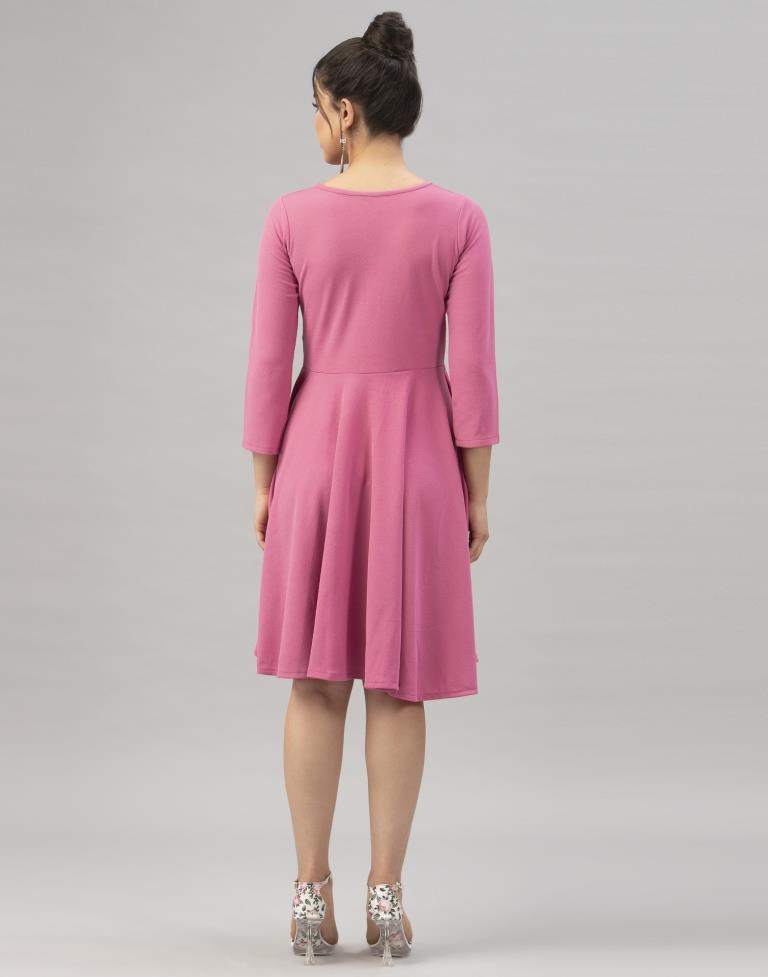 Standard Pink Coloured Knitted Lycra Dress | Sudathi