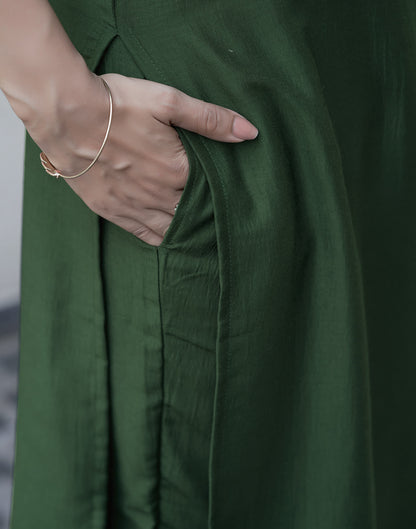 Bottle Green Sequence Chinnon Straight Kurta With Pant And Dupatta