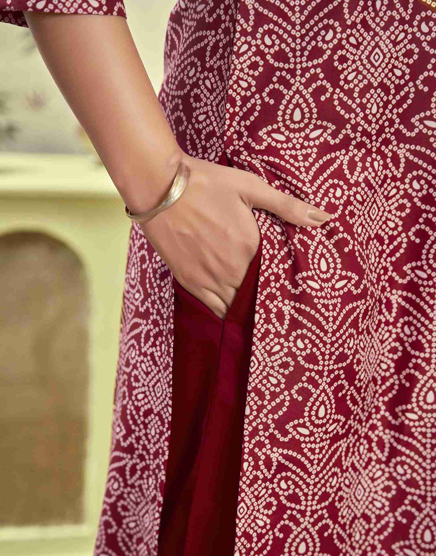 Maroon Printed Rayon Straight Kurta Set With Dupatta