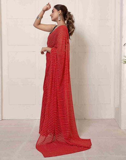 Ready To Wear Red Georgette Printed Saree