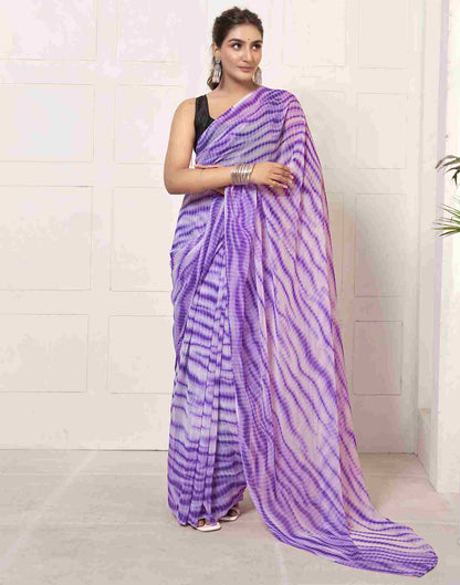 Ready To Wear Purple Georgette Printed Saree