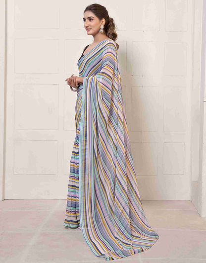 Ready To Wear Grey Georgette Printed Saree