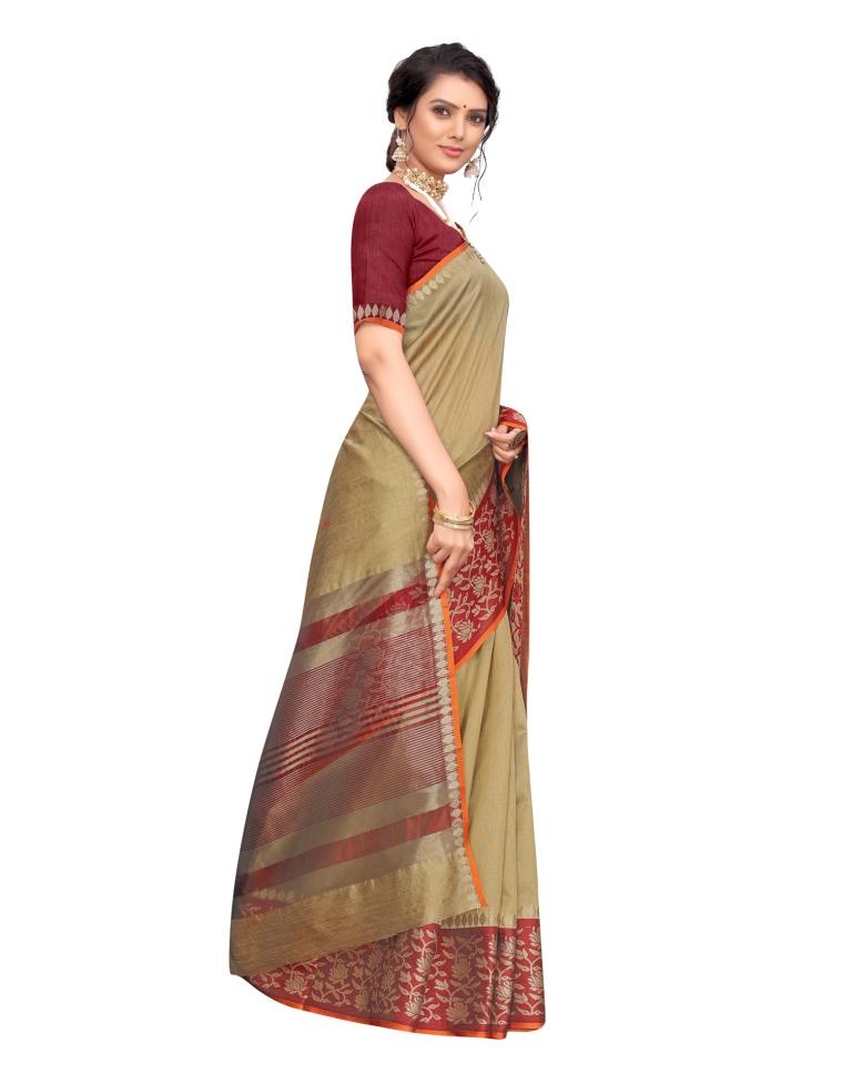 Olive Green Coloured Poly Silk Jacquard Partywear saree | Sudathi