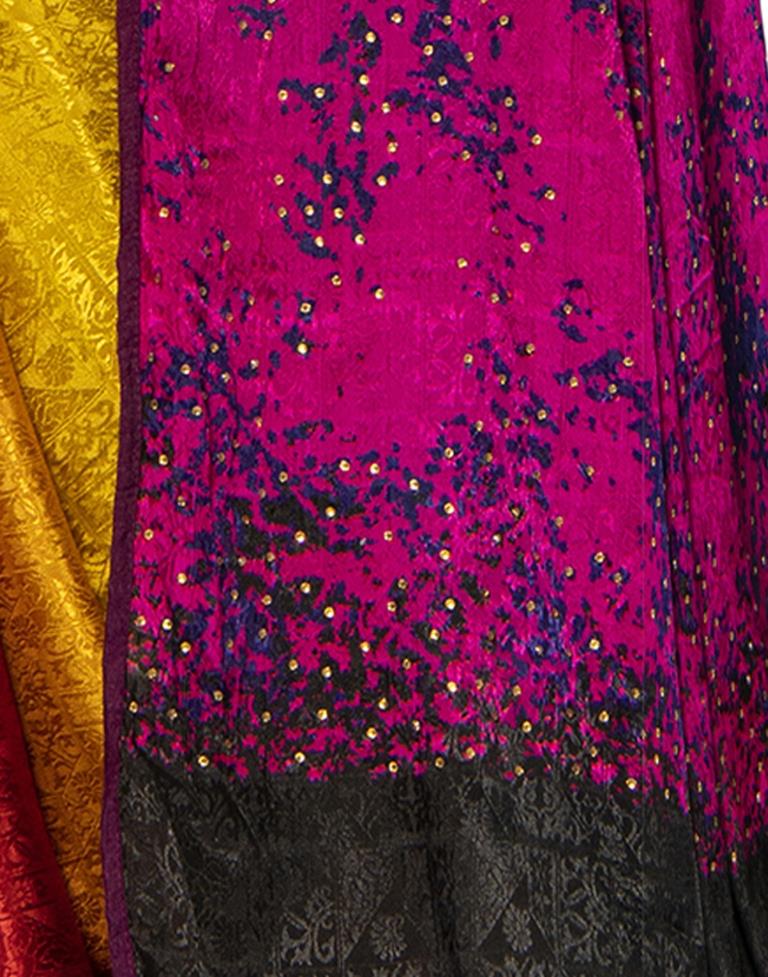 Multicolored Coloured Silk Crepe Printed, Embellished Partywear saree | Sudathi