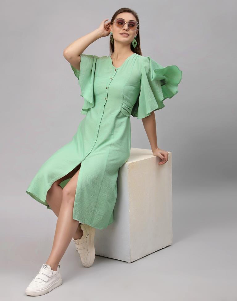Sea Green Coloured Chiffon Dyed Dress | Sudathi