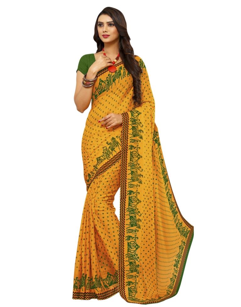 Yellow Coloured Chiffon Printed Casual saree | Sudathi