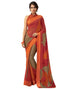 Red Coloured Chiffon Printed Satin Border Casual saree | Sudathi