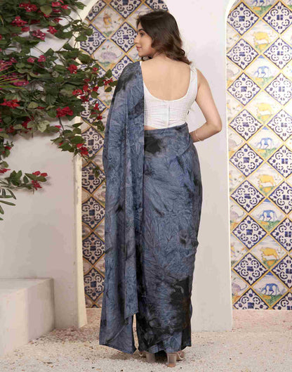 Ready To Wear Grey Georgette Printed Saree