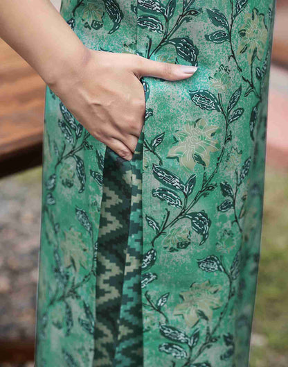 Teal Green Printed Rayon Straight Kurta Set With Dupatta