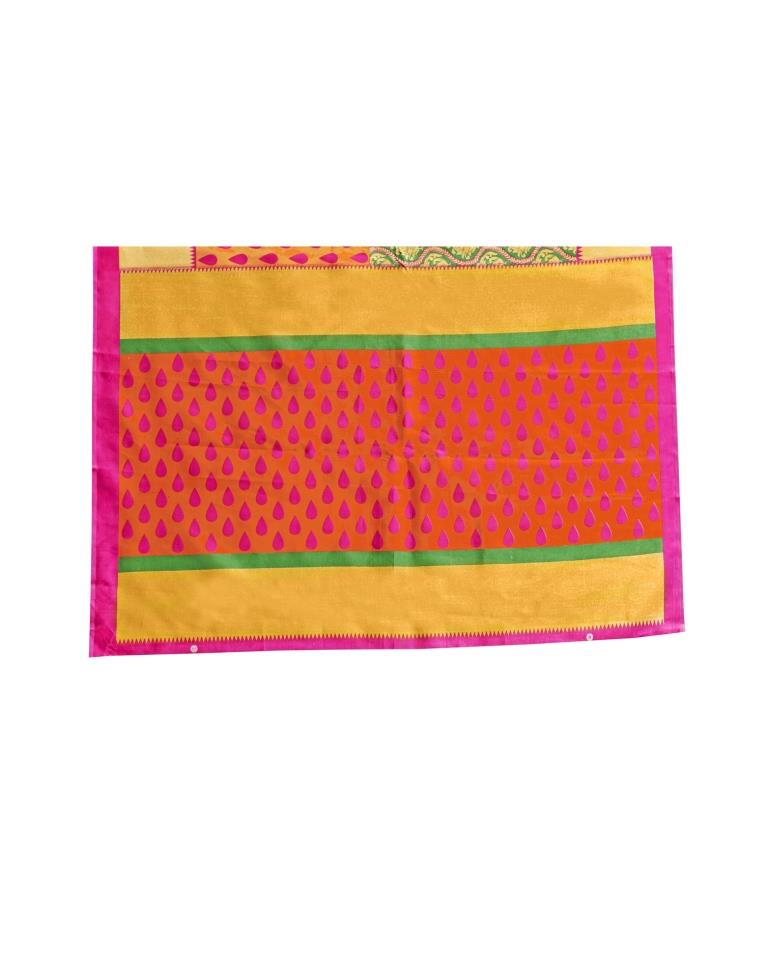 Orange Coloured Poly Silk Printed Partywear saree | Sudathi