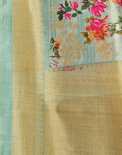 Light Green Coloured Poly Silk Digital Printed Casual saree | Sudathi