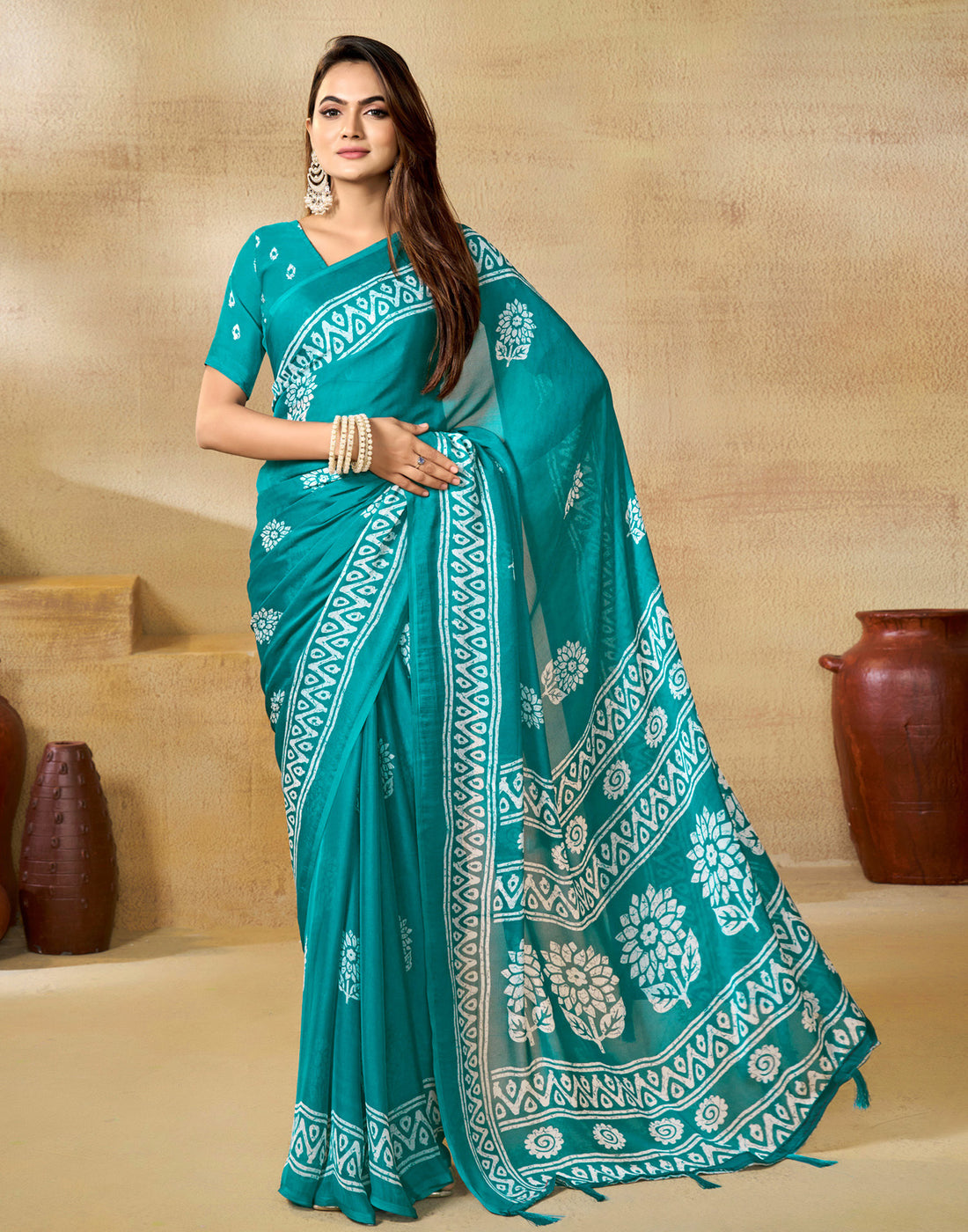 Blue Georgette Printed Saree
