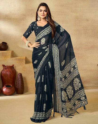 Blue Georgette Printed Saree