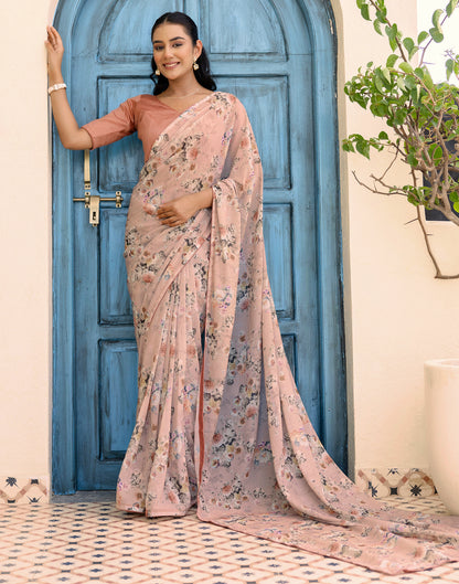 Ready To Wear Multicoloured Georgette Floral Printed Saree
