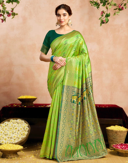 Green Silk Woven Patola Saree