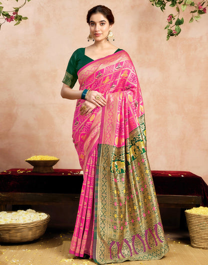 Pink Silk Woven Patola Saree