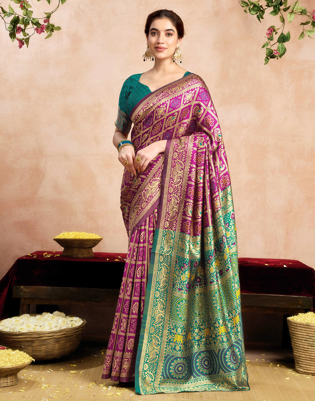 Magenta Silk Woven Patola Saree